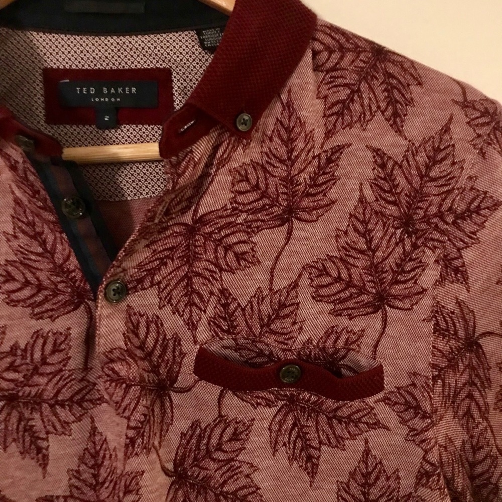 Men’s Ted Baker polo shirt - used - burgundy - Picture 4 of 4